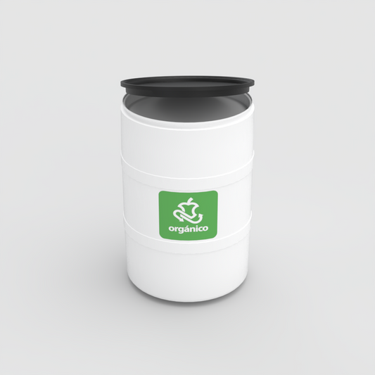 TAMBOR DE RECICLAJE BLANCO CON TAPA