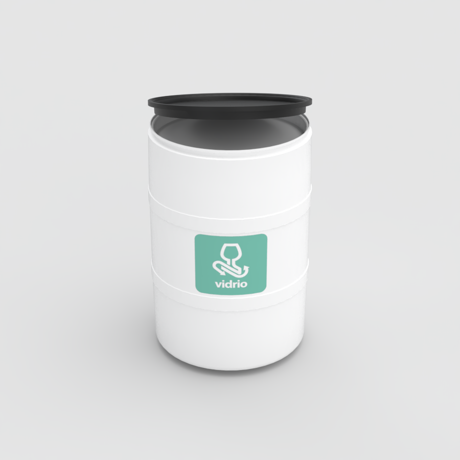 TAMBOR DE RECICLAJE BLANCO CON TAPA