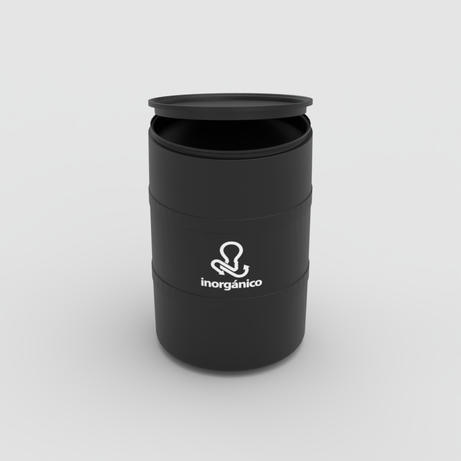 TAMBOR DE RECICLAJE NEGRO CON TAPA