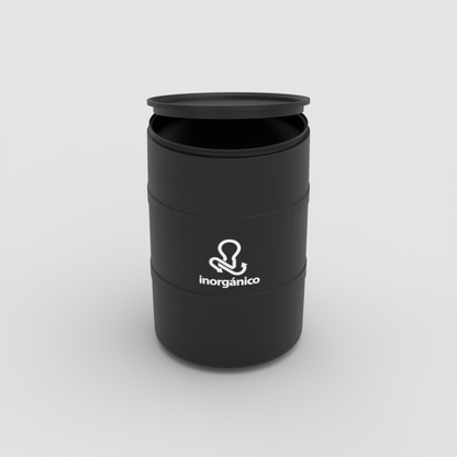 TAMBOR DE RECICLAJE NEGRO CON TAPA