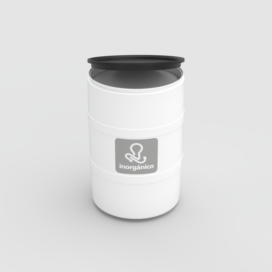 TAMBOR DE RECICLAJE BLANCO CON TAPA