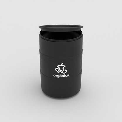 TAMBOR DE RECICLAJE NEGRO CON TAPA