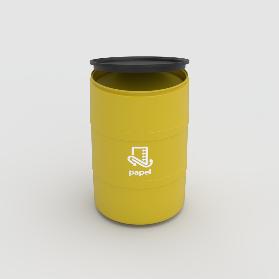 TAMBOR DE RECICLAJE DE COLOR CON TAPA