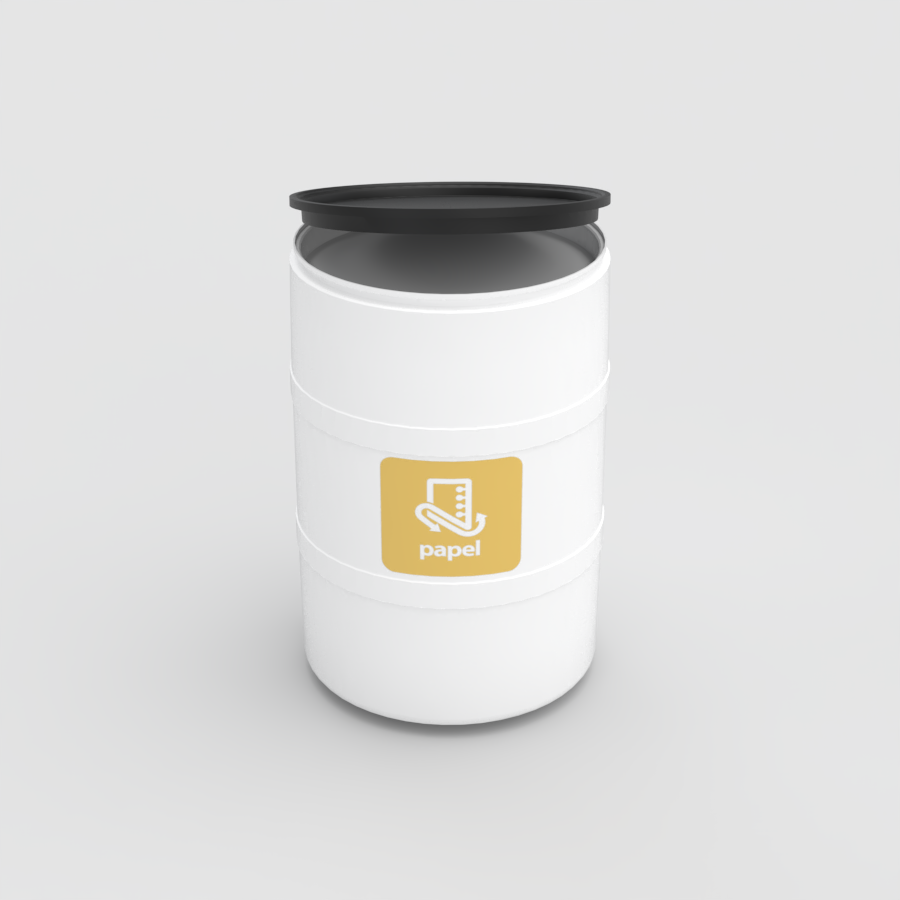 TAMBOR DE RECICLAJE BLANCO CON TAPA