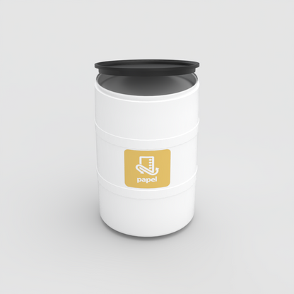 TAMBOR DE RECICLAJE BLANCO CON TAPA