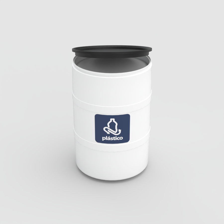 TAMBOR DE RECICLAJE BLANCO CON TAPA