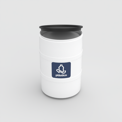 TAMBOR DE RECICLAJE BLANCO CON TAPA