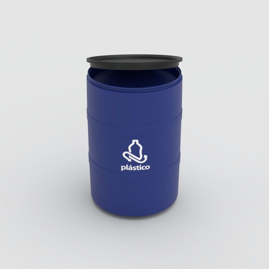 TAMBOR DE RECICLAJE DE COLOR CON TAPA