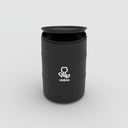 TAMBOR DE RECICLAJE NEGRO CON TAPA